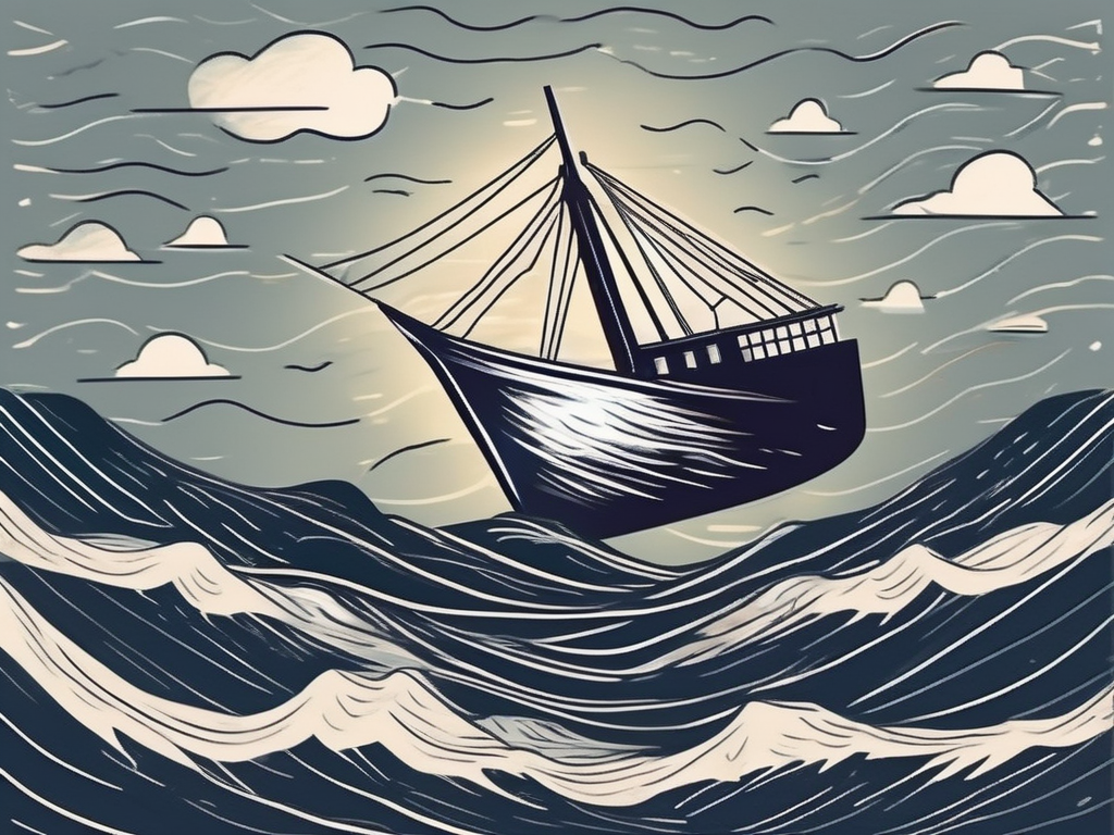 A sinking ship with a credit card as a sail